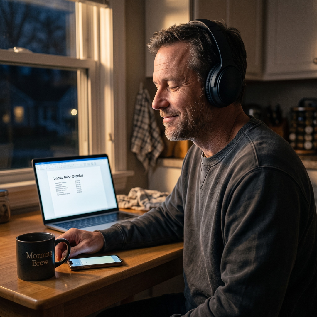Man feeling stressed and overwhelmed with financial charts